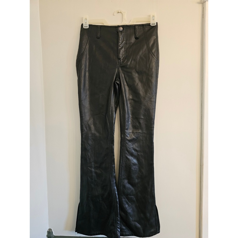We The Free‎ People Black Faux Leather Flare Glow Up Pants size 27 flare Bootcut